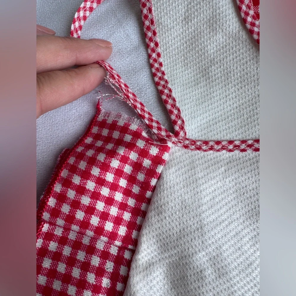 Italy italian‎ Apron Kids Girl Red White Checkered Heart Mamma ti aiuto Mom help